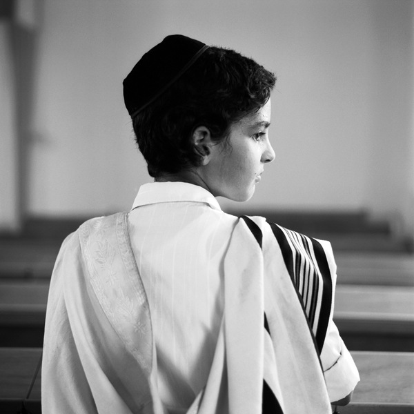 Child facing away in profile